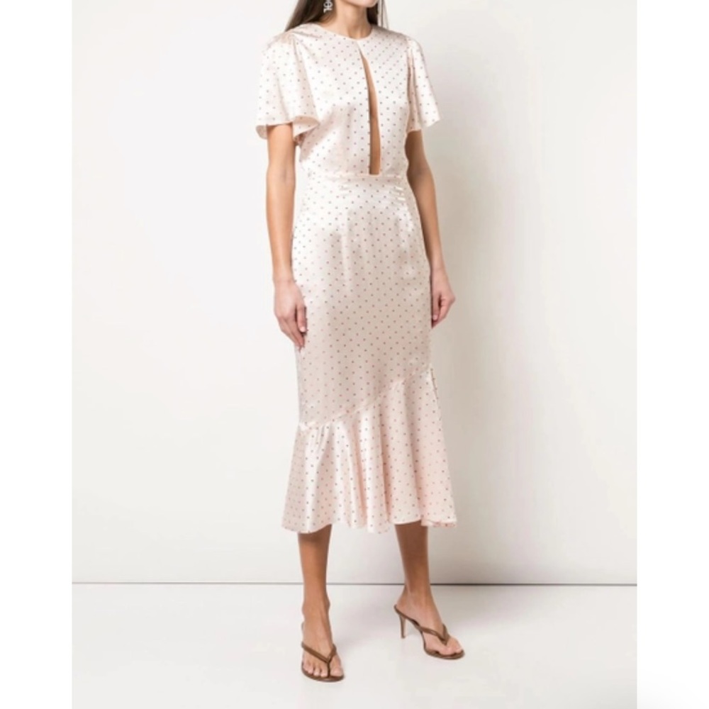 MARKARIAN Ingrid Polka-Dot Silk-Blend Satin Midi Dress